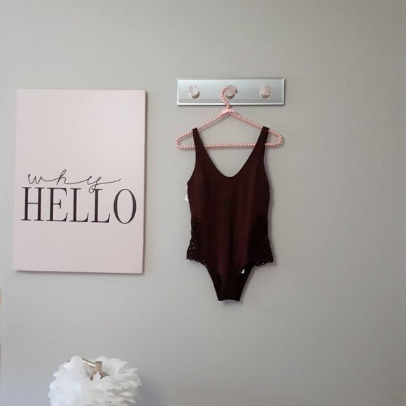 NWT La Perla brown macrame accented one piece swimsuit, 34B - Picture 7 of 11